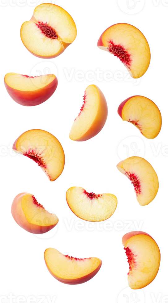 Sliced peach segments artfully arranged for a fresh look png