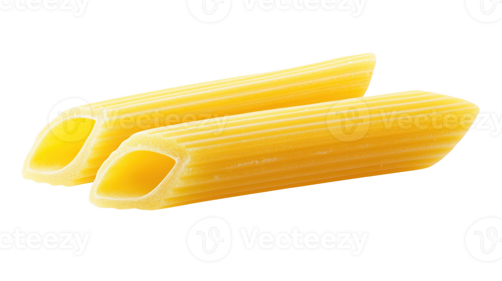 A vibrant piece of penne pasta rests elegantly pristine surface morning light png