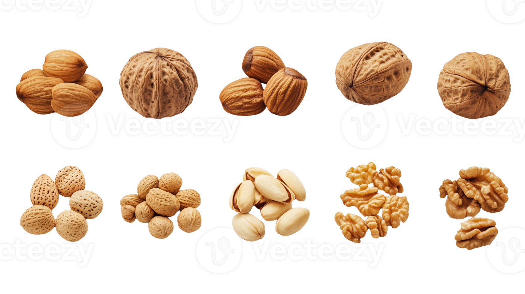 A delightful assortment of nuts displayed soft, neutral png