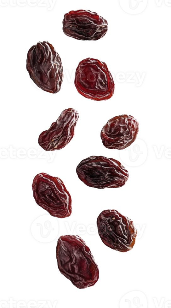 Raisins gracefully tumbling through the air pure png