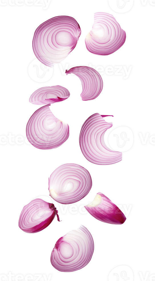 Delicate layers of sliced red irtistically arranged png