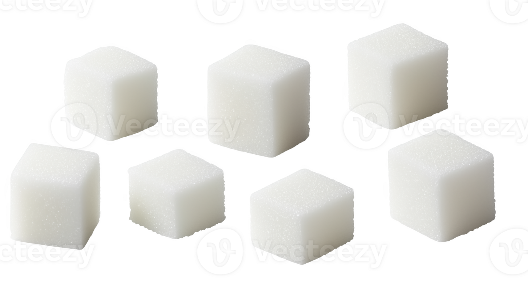 A creative assortment of uniquely shaped sugar cubes in varying designs display png