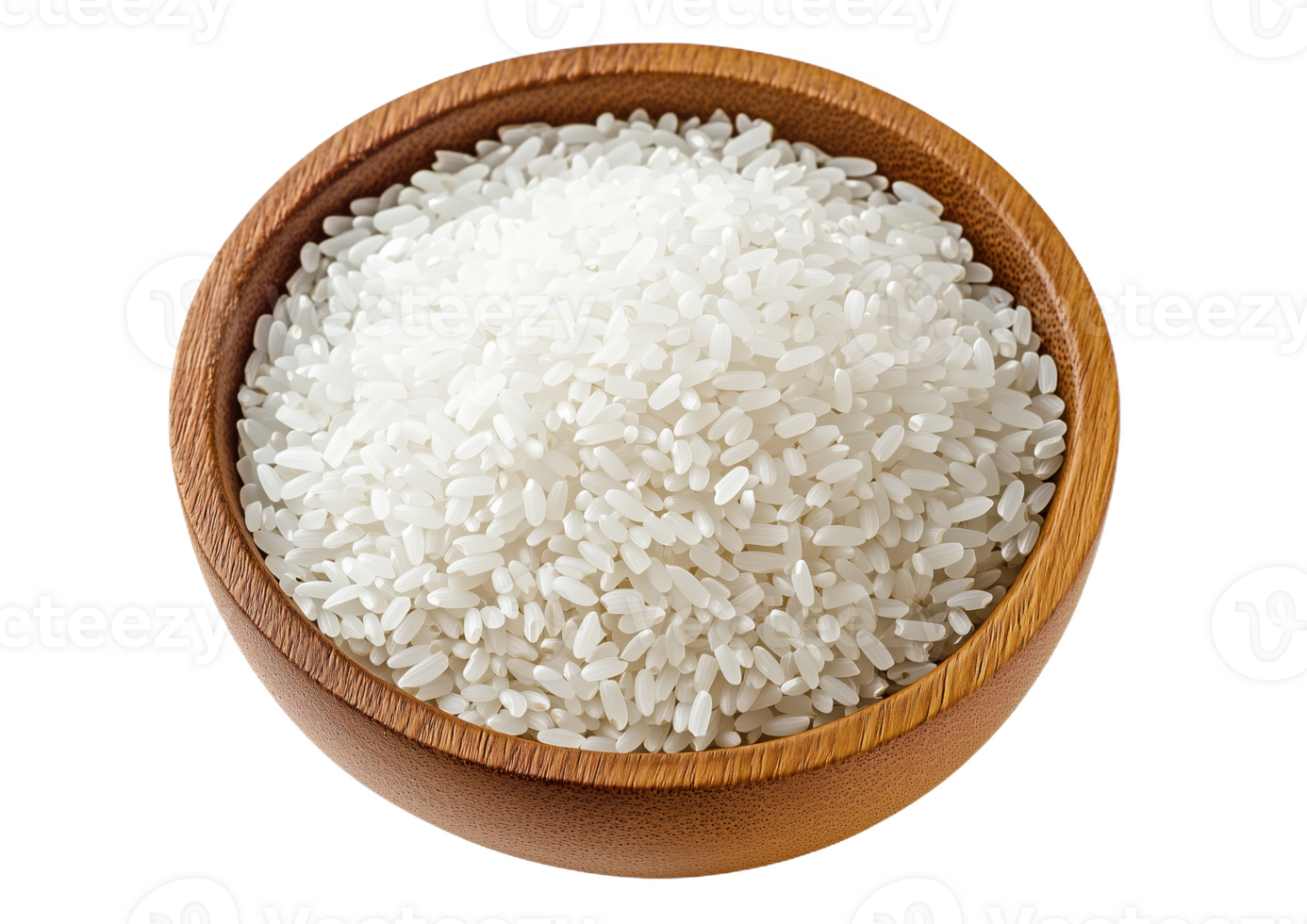 Grains of rice in a handcrafted bowl png