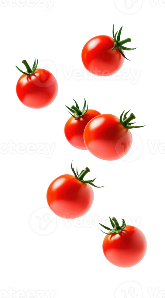 Fresh red tomatoes cascading in vibrant display png