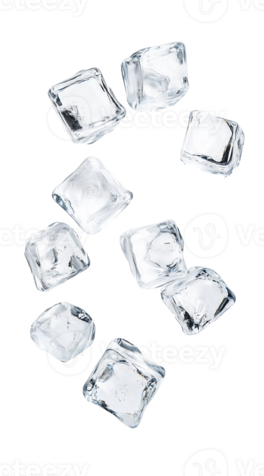 Elegant clear ice cubes pristine highlight their texture png
