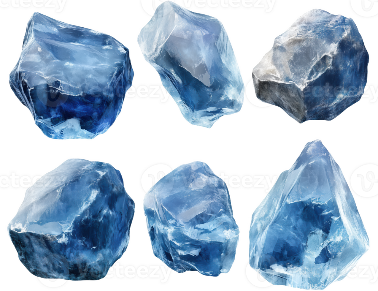 Ice rocks with blue hues for artistic display png