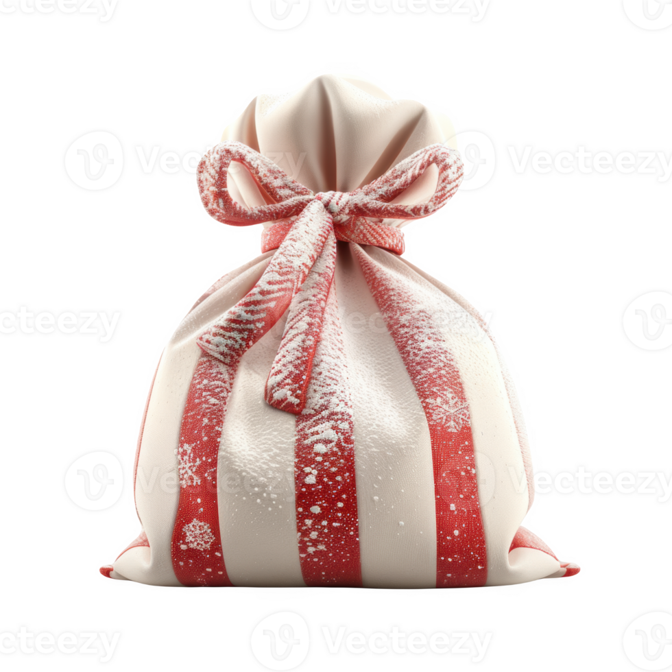 Festive flour bag icon standing with red stripes and snowflakes for holiday baking png