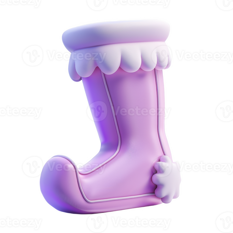 A vibrant Christmas stocking icon with fluffy trim perfect for festive decorations png