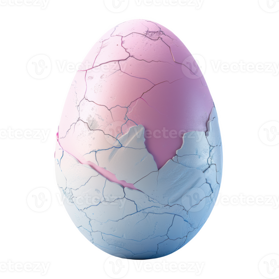 Colorful cracked Easter egg shell icon standing against a white background png