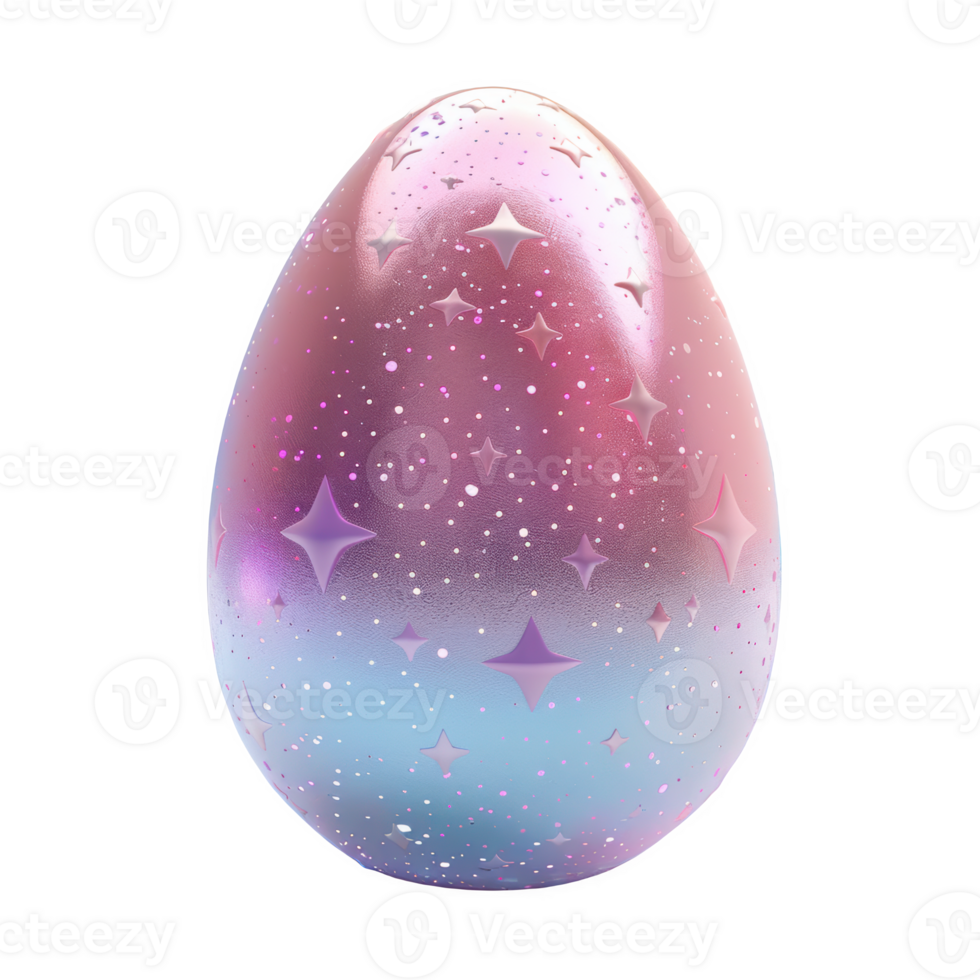 Holographic Easter egg with white and pink shimmer displayed for spring celebrations png