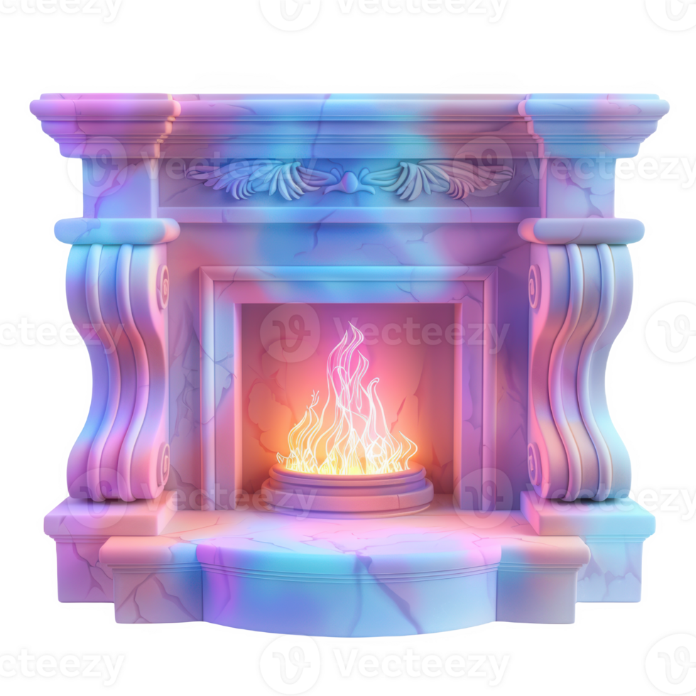 Frosted fireplace icon with colorful flames designed for modern digital environments png