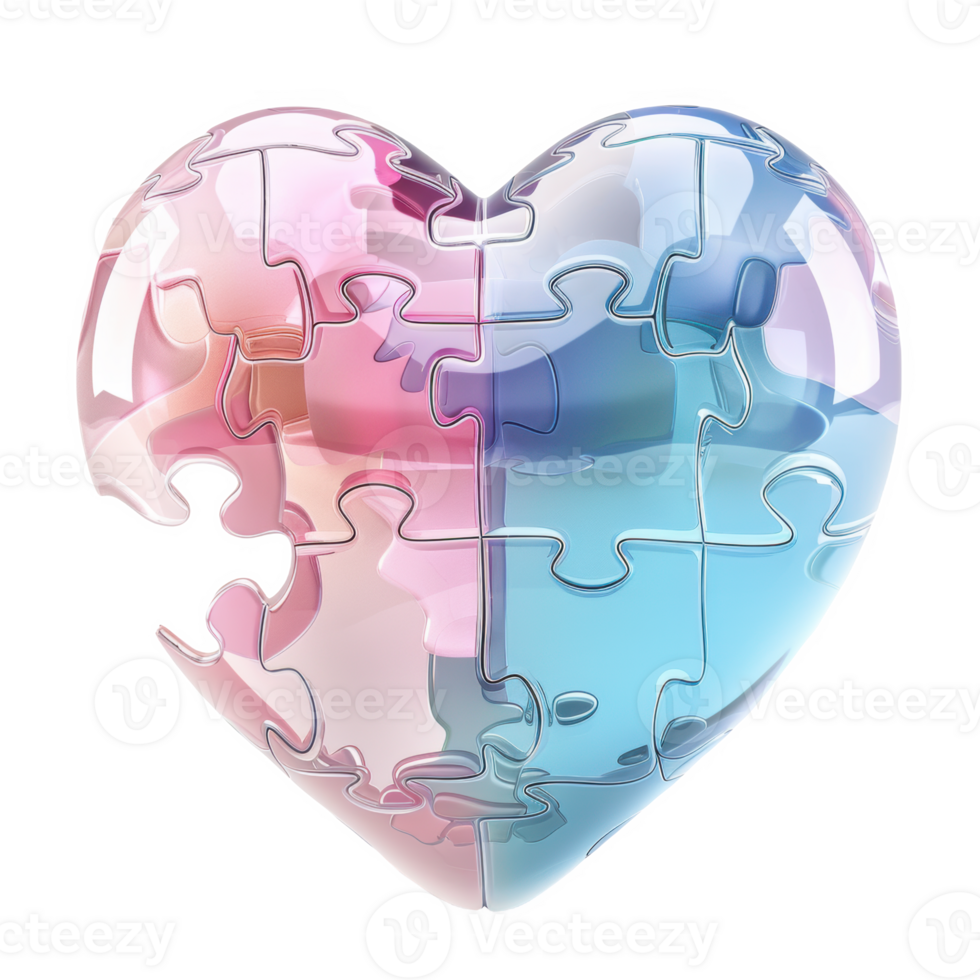Heart-shaped puzzle icon standing as a symbol of love and unity png