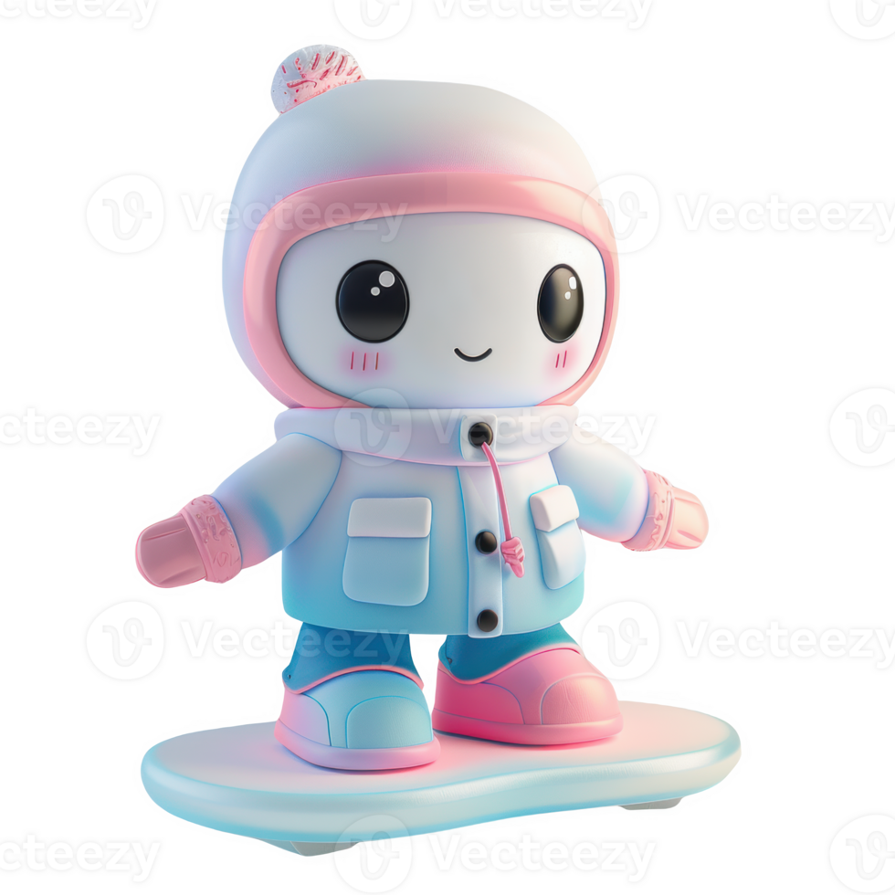 Frosted snowboard icon standing on a snowy base with a joyful expression during winter png