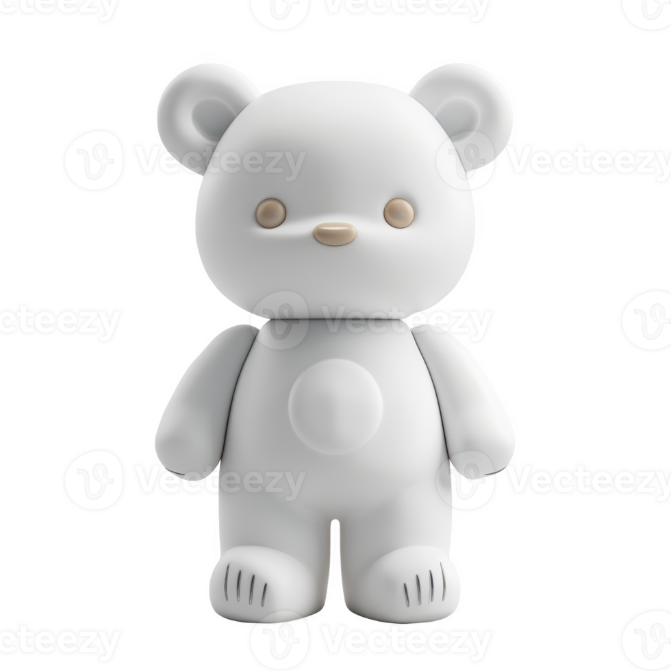 Frosted teddy bear icon standing proudly in a minimalist setting for playful decor png