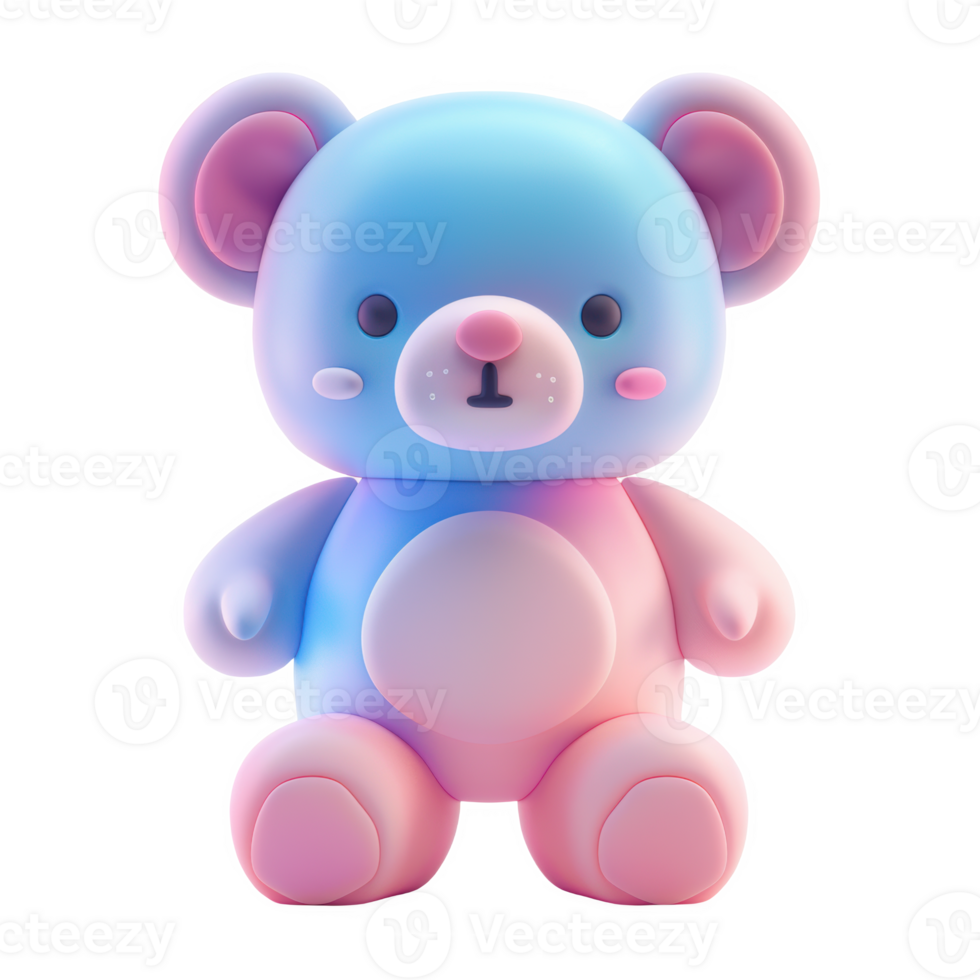 Cute standing frosted teddy bear icon with pastel colors and rounded features png