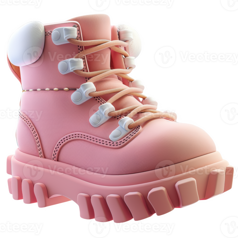 Stylish pink winter boots icon with frosted design and bold sole png