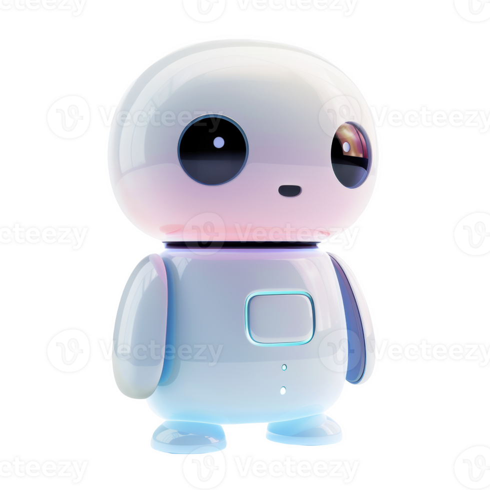 A frosted glass chatbot sits quietly on a desk while emitting a soft glow png