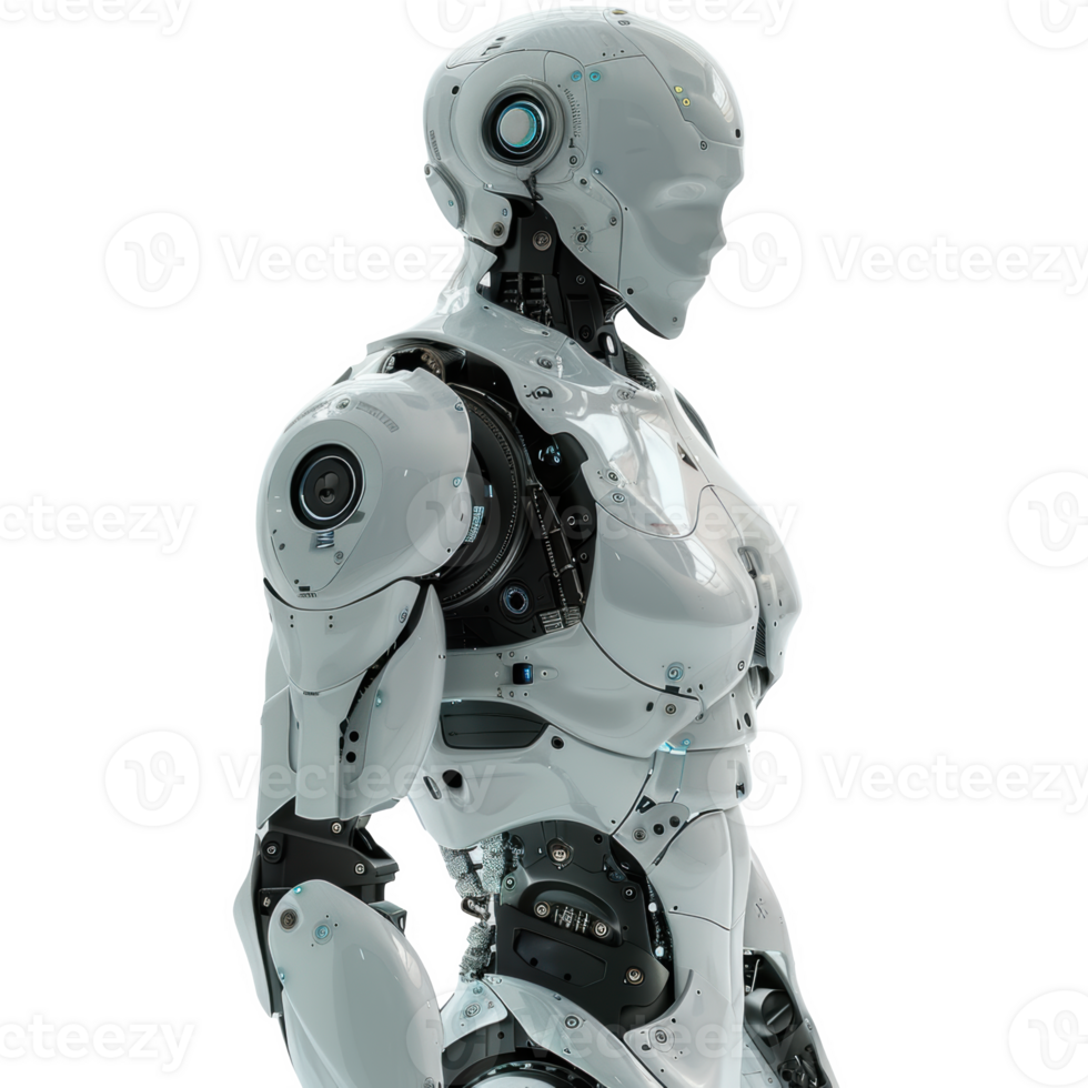 Intelligence Robot displayed behind frosted glass in a modern exhibit hall png