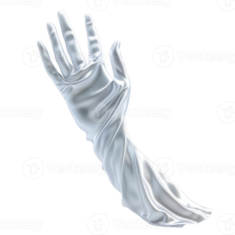 Elegant white gloves resting on a hand, highlighting their smooth design in bright light png