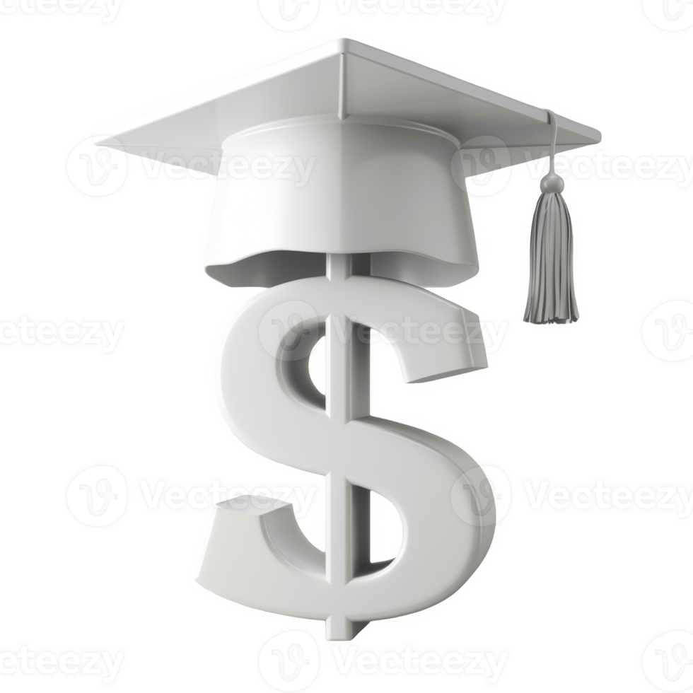 Graduation cap with a dollar sign symbolizing the value of education and financial success png