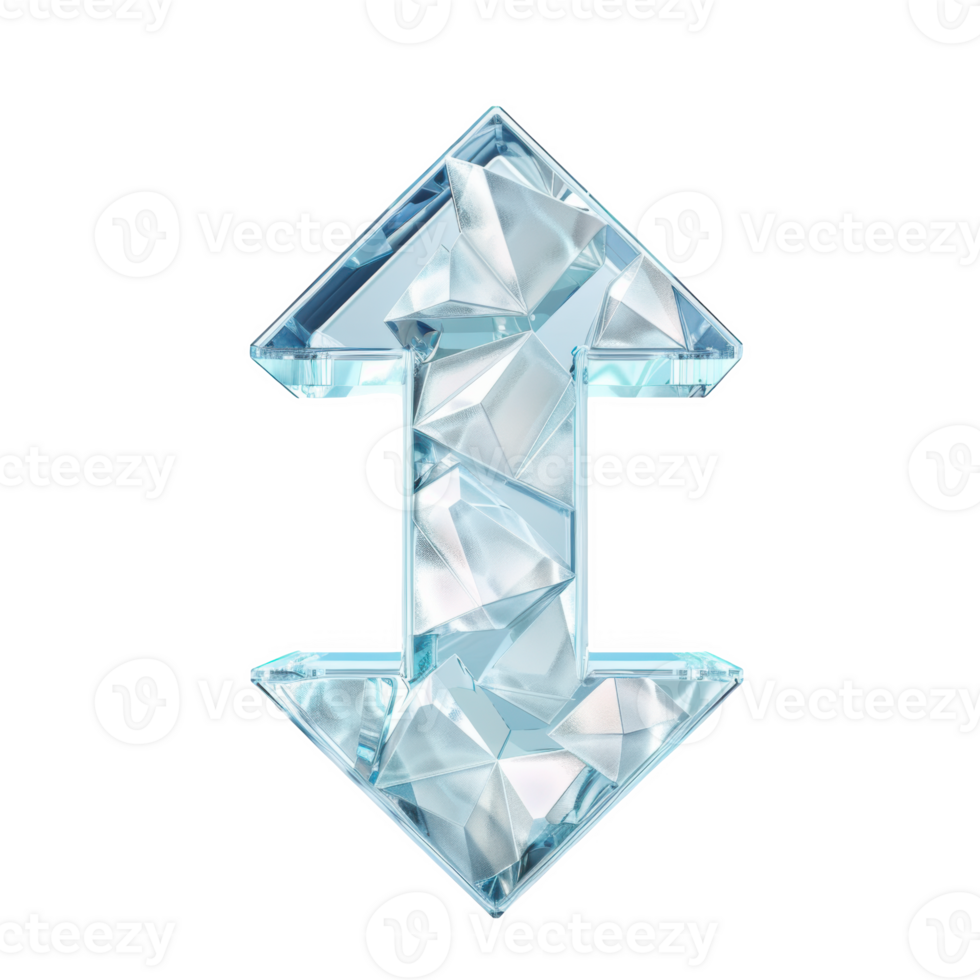 Frosted glass arrow symbolizing upward investment trends in a modern financial setting png