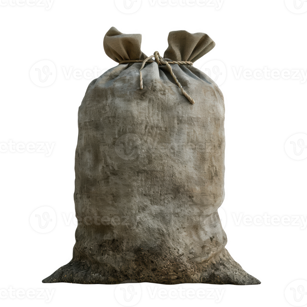 Bag full of enriching soil standing upright on a flat surface in a garden setting png
