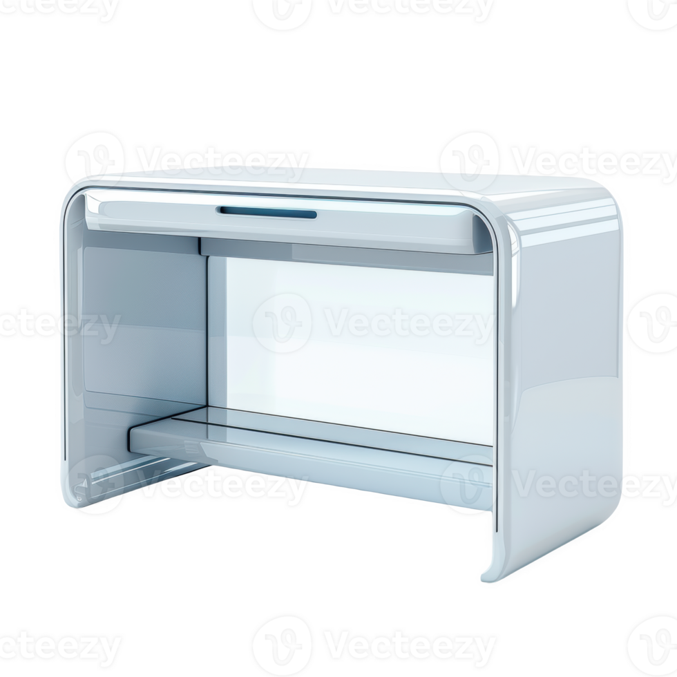 Stylish desk drawer with a standing frosted glass design for modern office spaces png