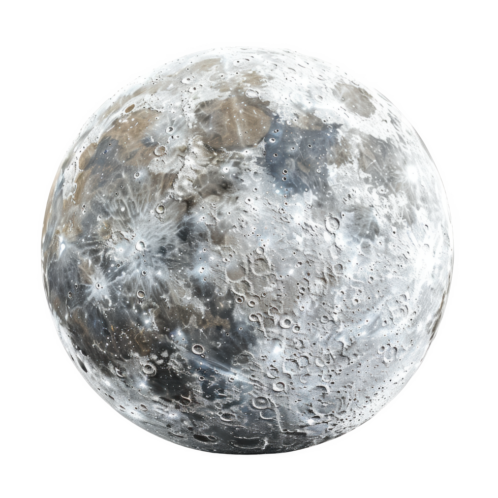 Frosted glass representation of the moon with detailed surface features png