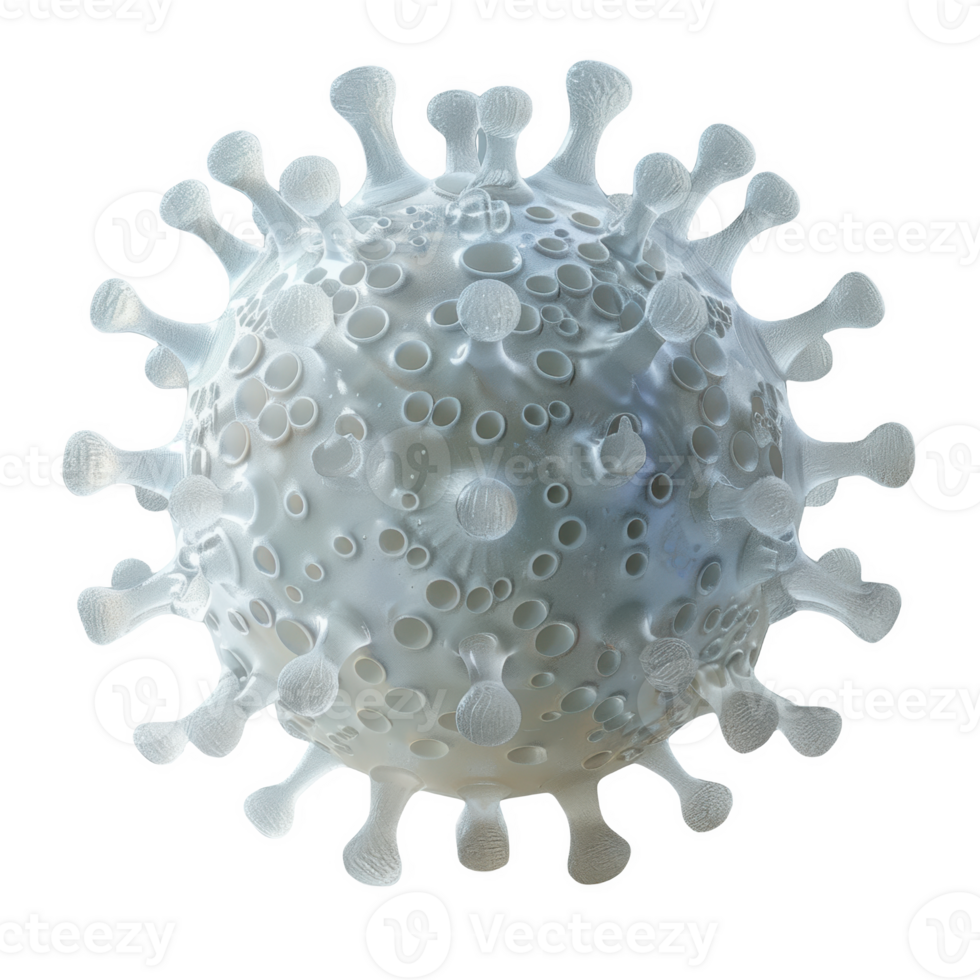 Frosted glass representation of a virus with intricate surface details png