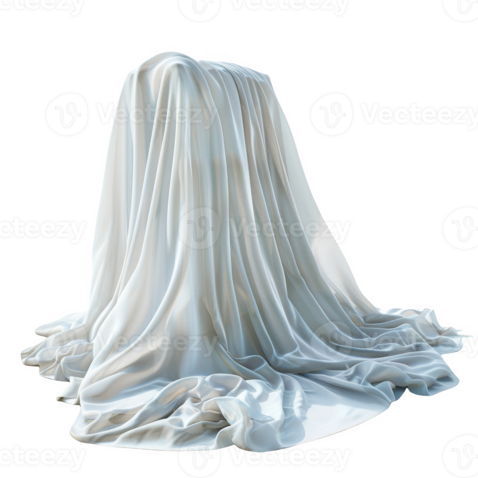 A frosted glass object draped with a soft white blanket creating a serene look png