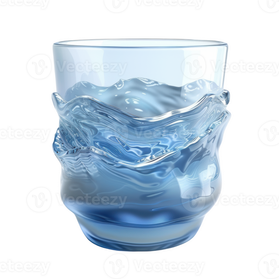 Frosted glass liner designed to hold water with a unique wave pattern png