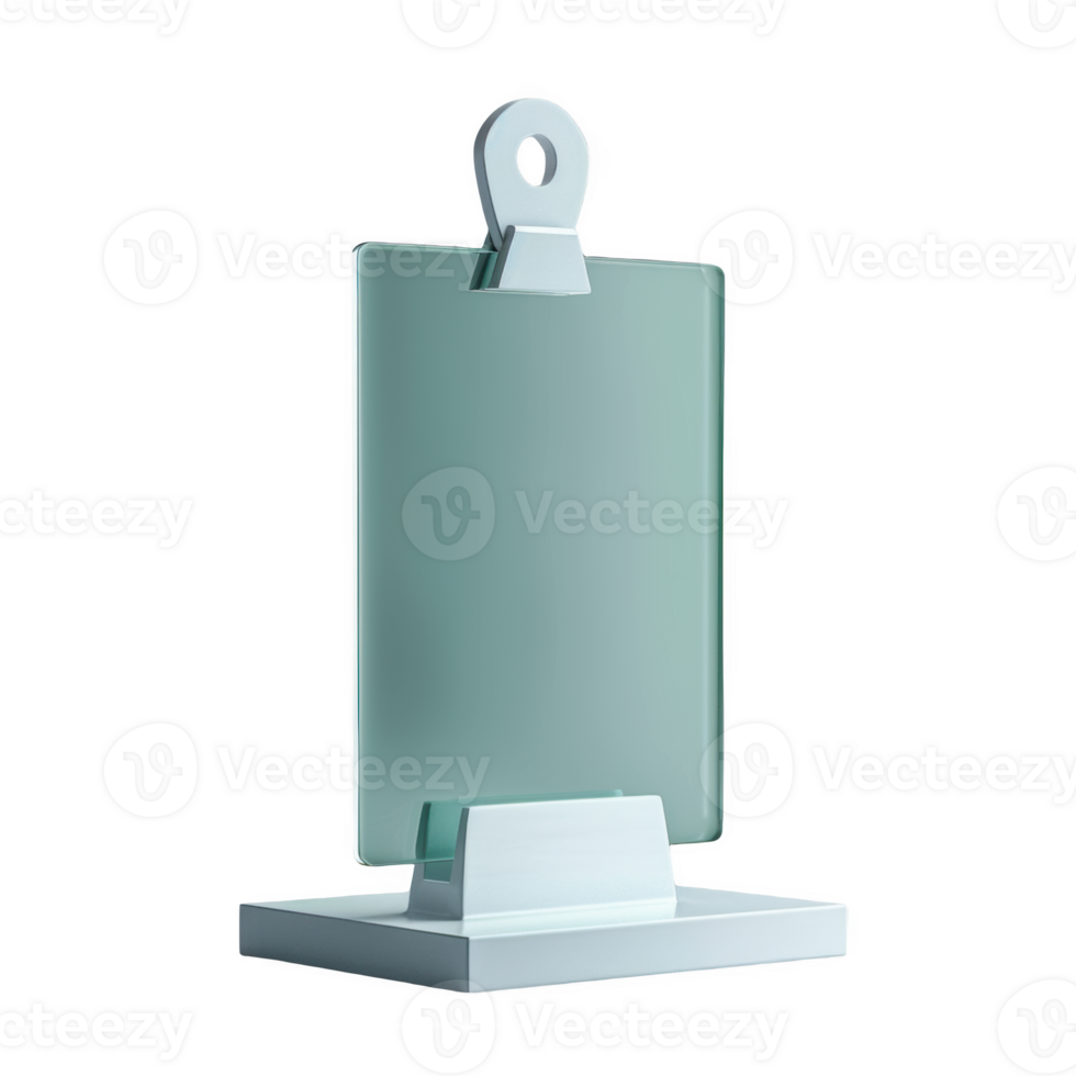 Frosted glass price tag holder with minimalist design for retail or display use png