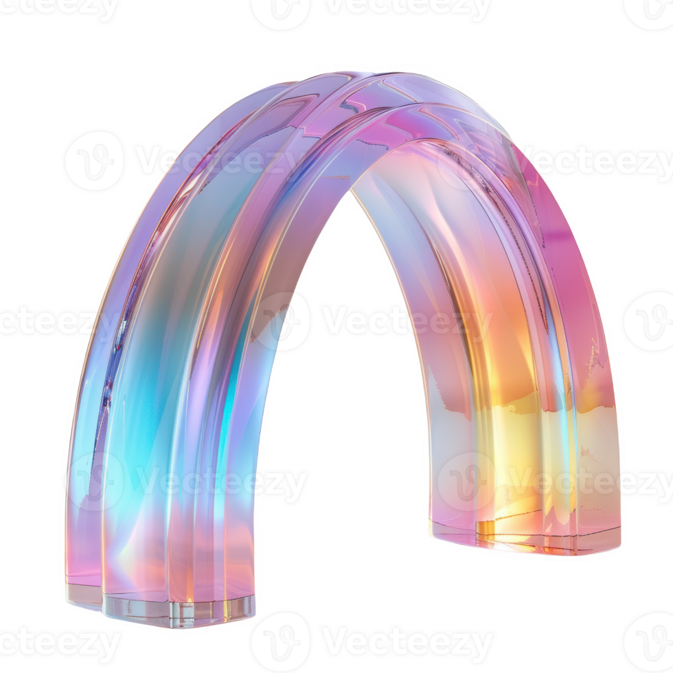 Standing frosted glass rainbow arc in pastel colors showcasing elegant design elements png