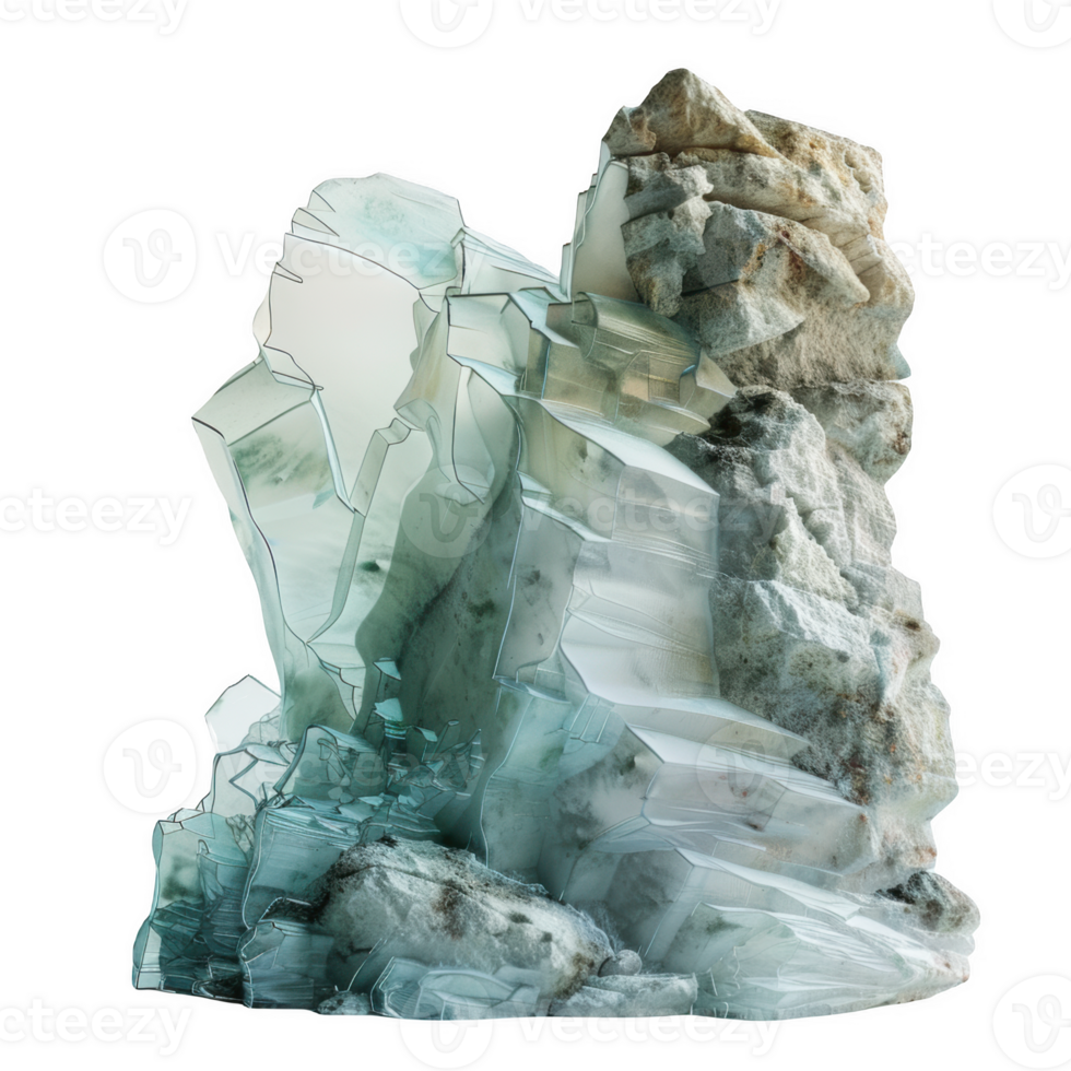 Standing on challenging terrain amidst a stunning display of crystal formations png