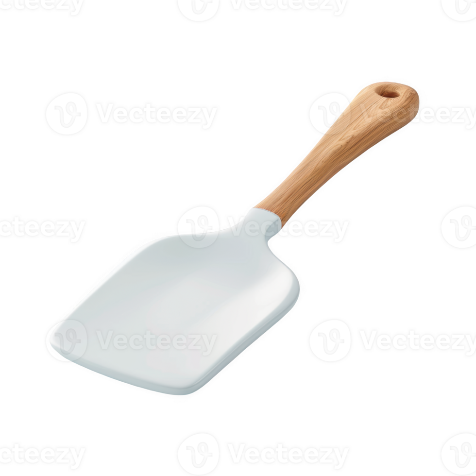 Frosted glass white acrylic spatula with wooden handle for cooking and baking use png