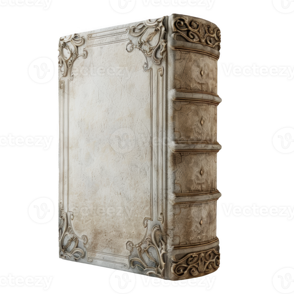 Elegant standing frosted glass book with ornate design displayed on a neutral background png