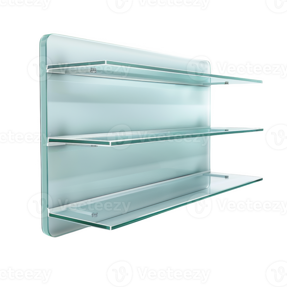 Frosted glass shelf divider in a modern retail store for organized merchandise display png