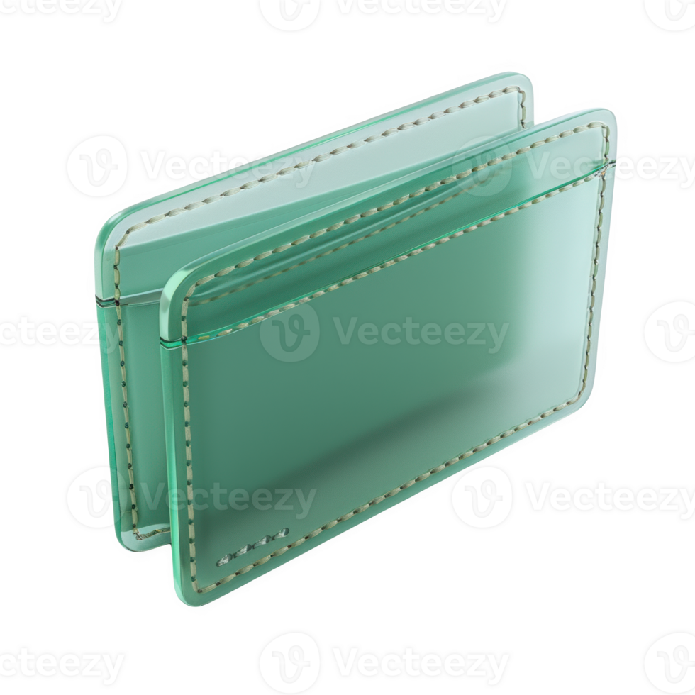 Frosted glass wallet with white stitching displayed against a clean background png