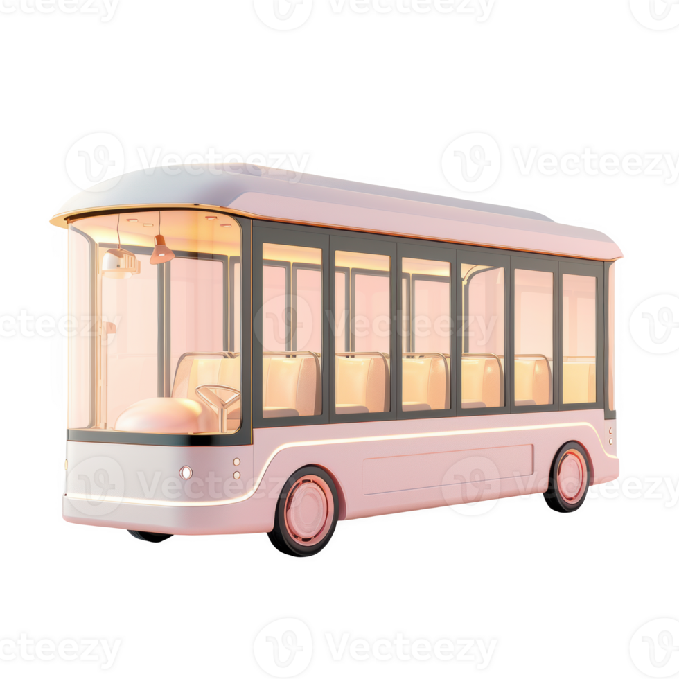 Stylish trolley transporting guests through a vibrant urban area at sunset png
