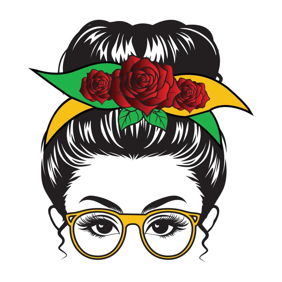 Lovely Messy Bun Mom Life Clipart for Digital Use vector