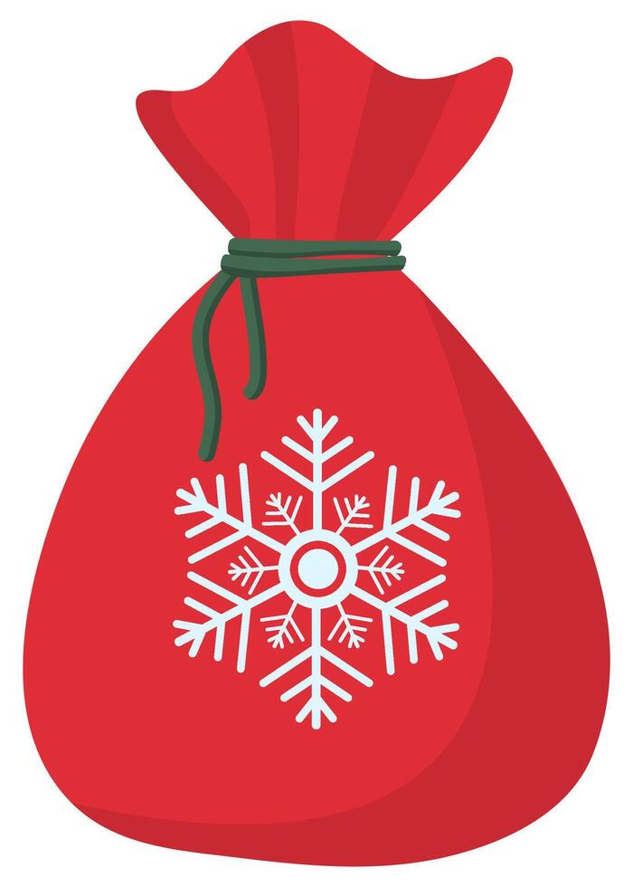 Red Christmas bag flat icon isolated on white background. vector