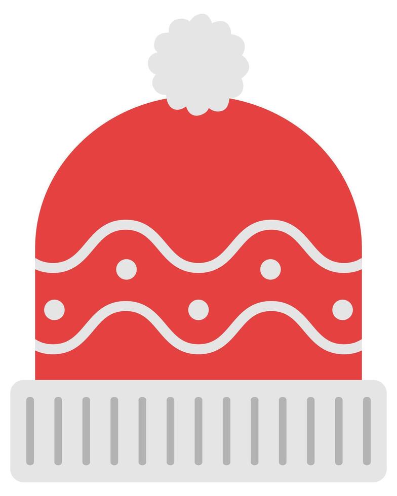 Knitted winter hat flat icon isolated on white background. vector