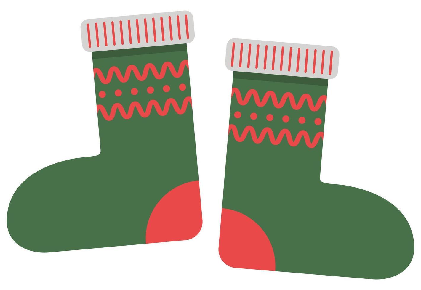 Flat icon of winter socks isolated on white background. vector