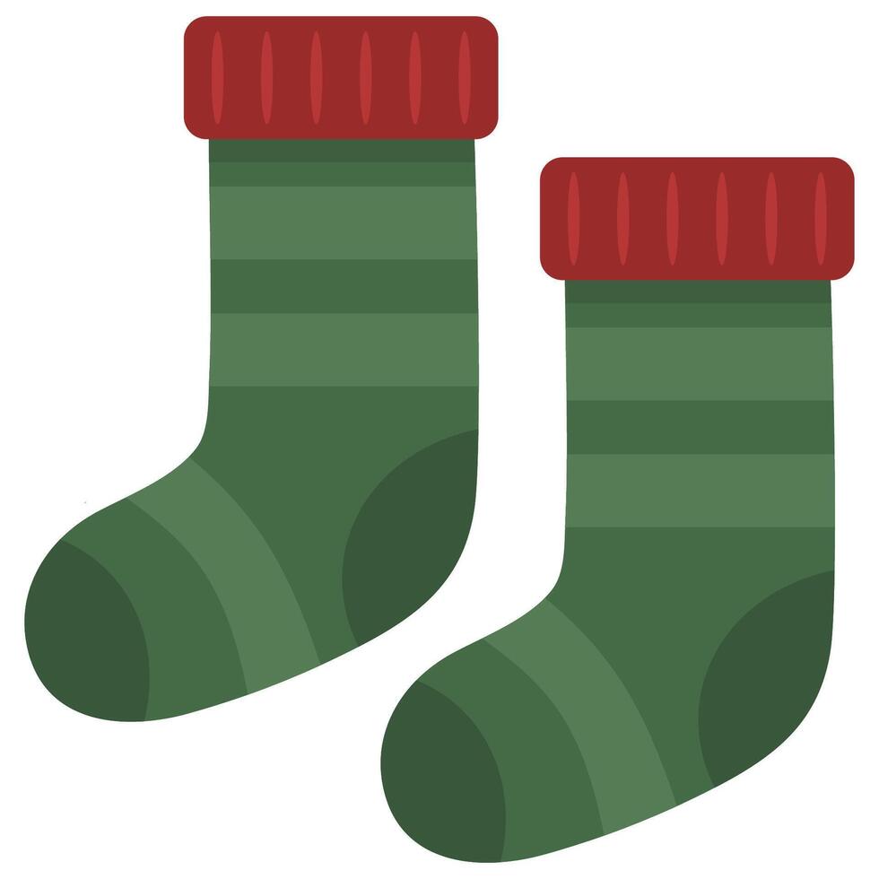 Christmas socks flat icon isolated on white background. vector