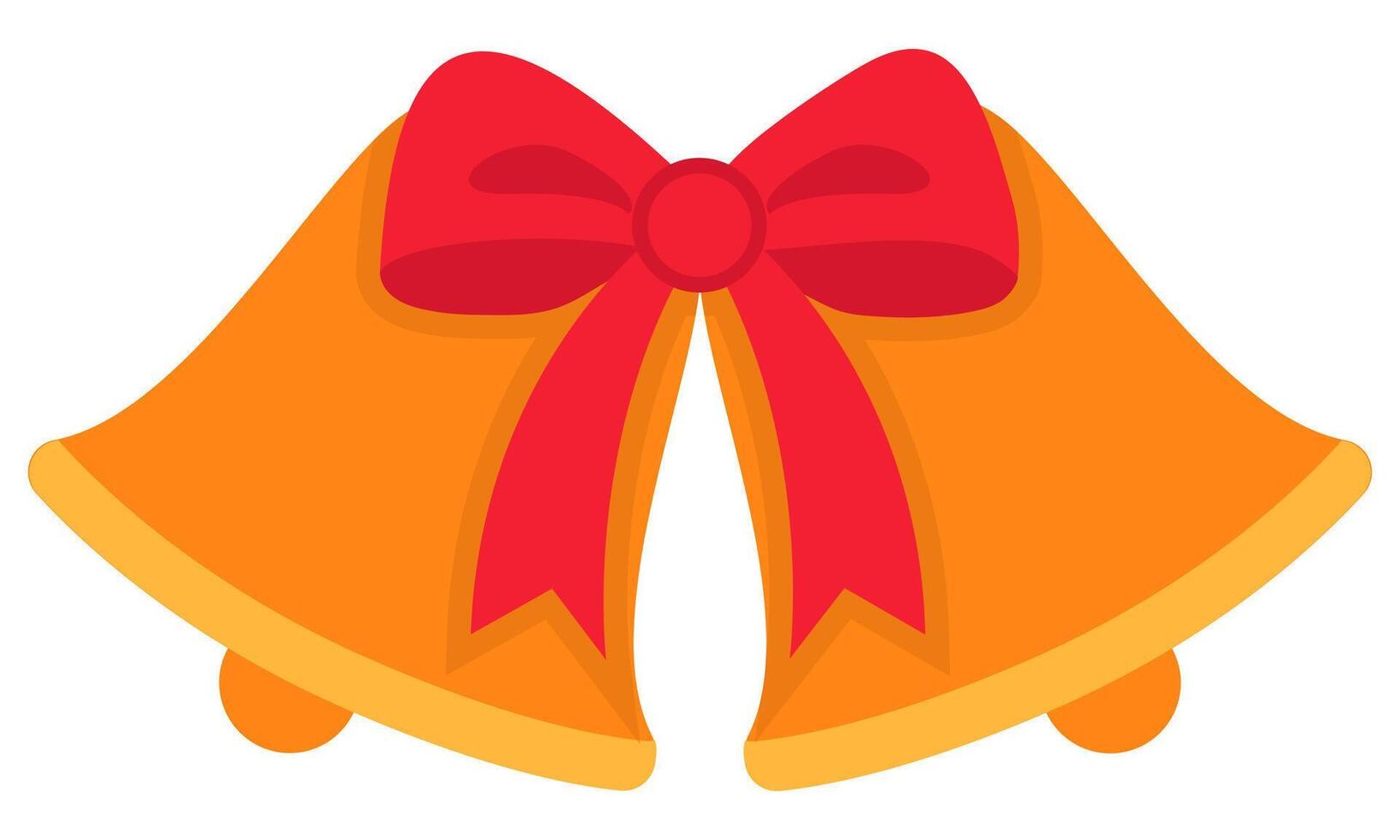 Flat icon of Christmas bells with red ribbon isolated on white isolated on white background. vector