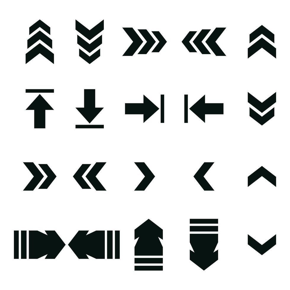 isolated on white background and arrow icon set vector