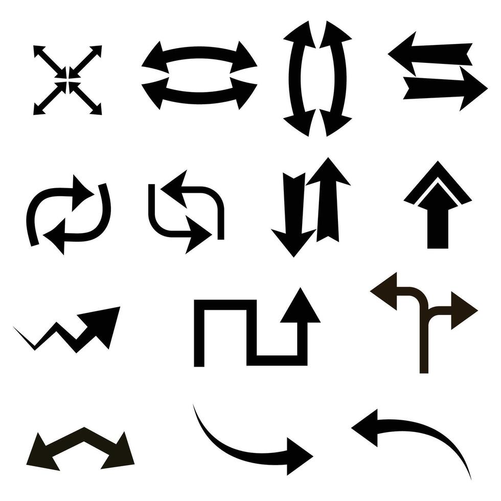black and white arrow icon set design vector