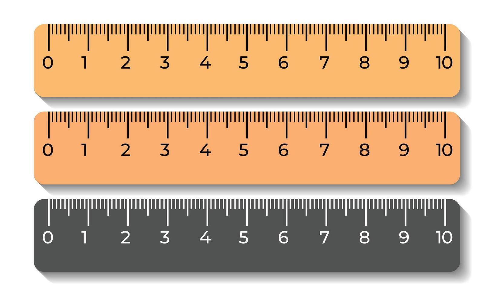 Design Illustration 3 plastic rulers 10 cm, measuring tools on a white background vector