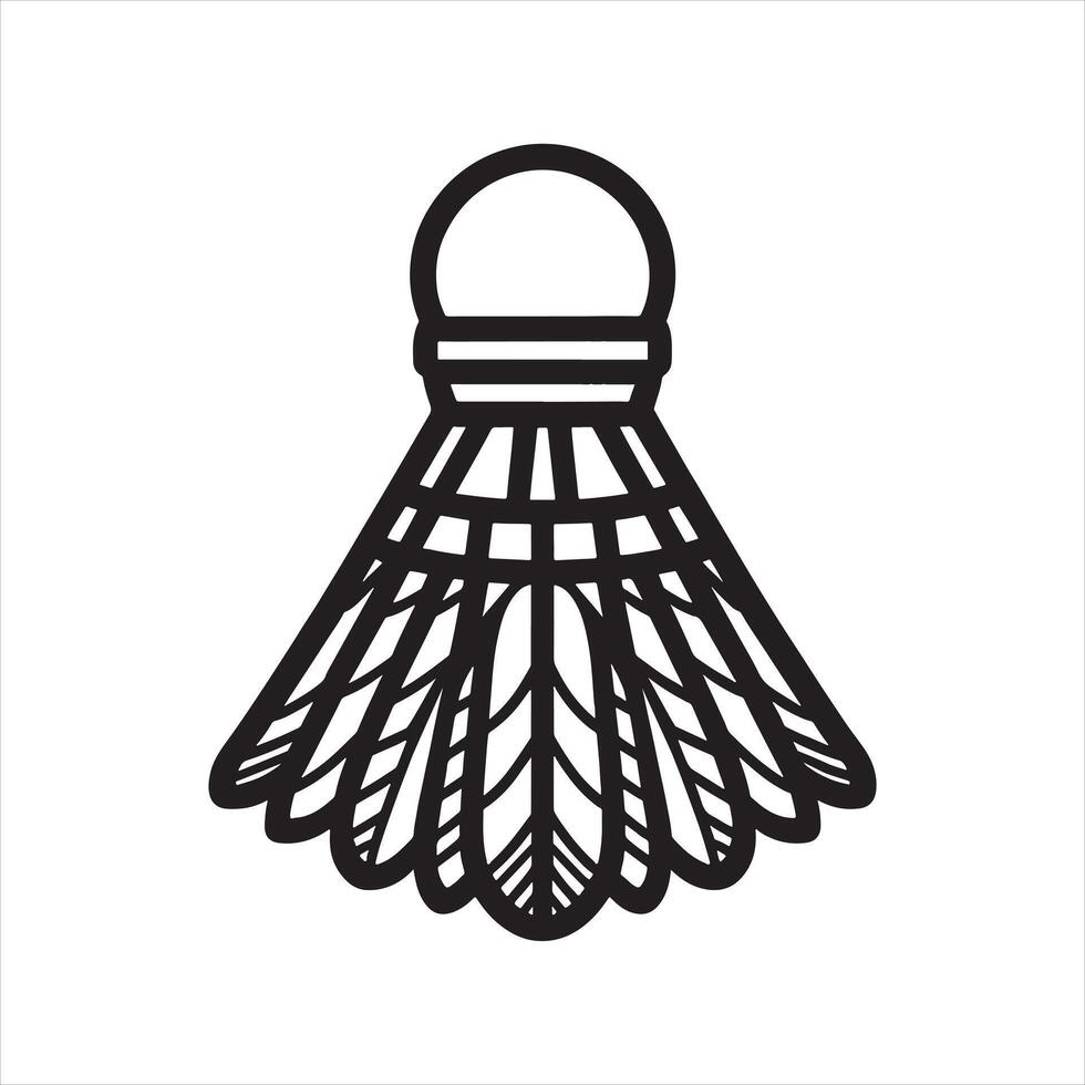 Shuttlecock Icon linear silhouette white background vector