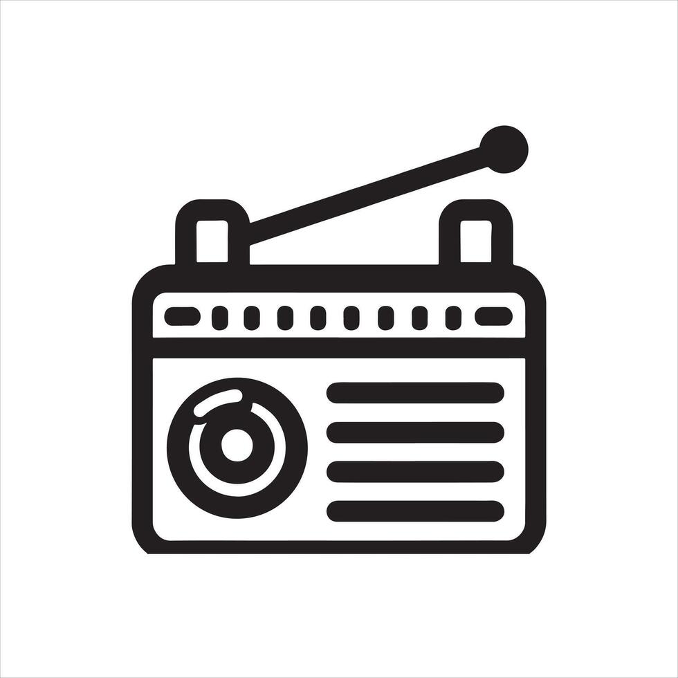 Radio icon linear silhouette on white background vector